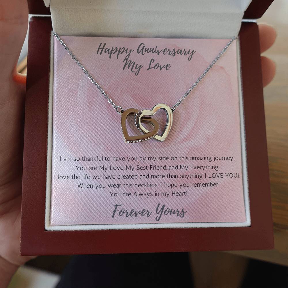 Wife Two-Hearts Necklace for Anniversary My Everything - Rose