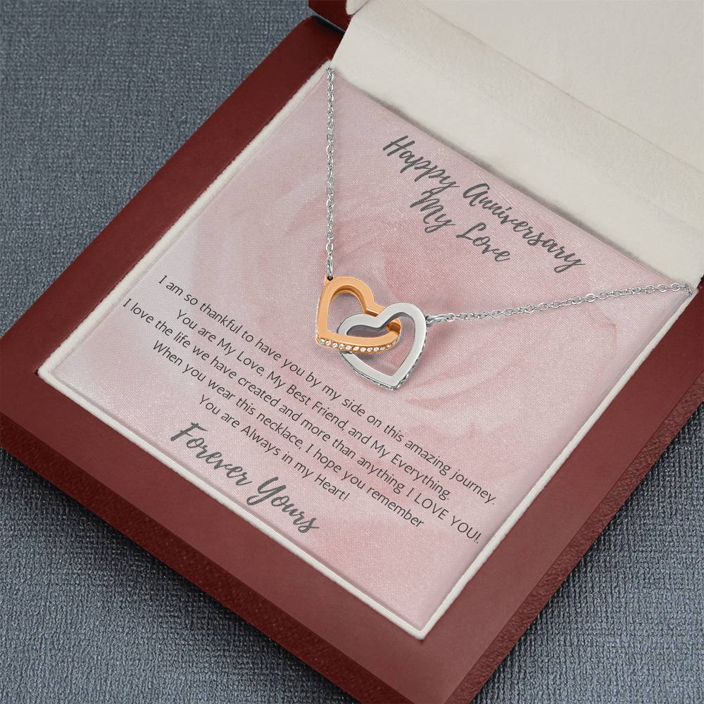 Wife Two-Hearts Necklace for Anniversary My Everything - Rose