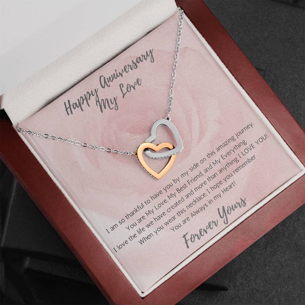 Wife Two-Hearts Necklace for Anniversary My Everything - Rose