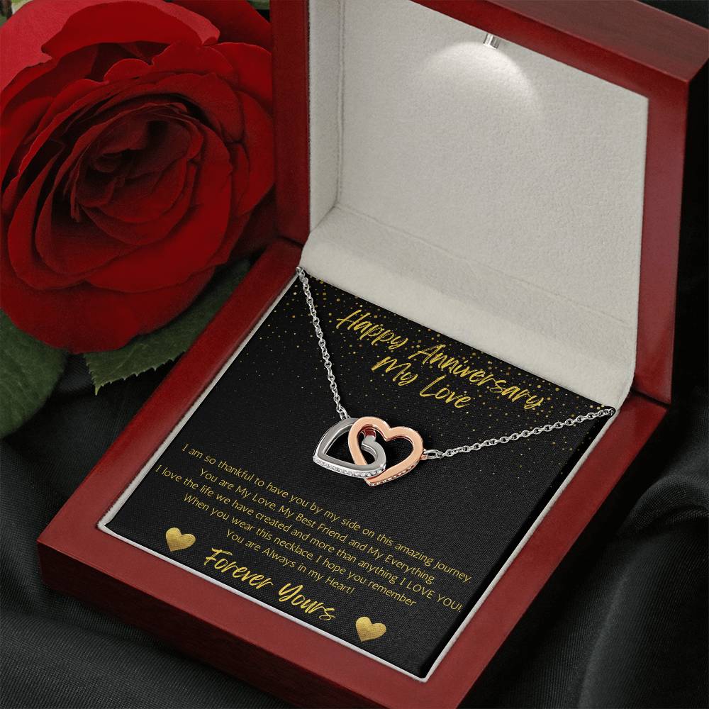 Wife Two Hearts Necklace Anniversary My Everything -Black