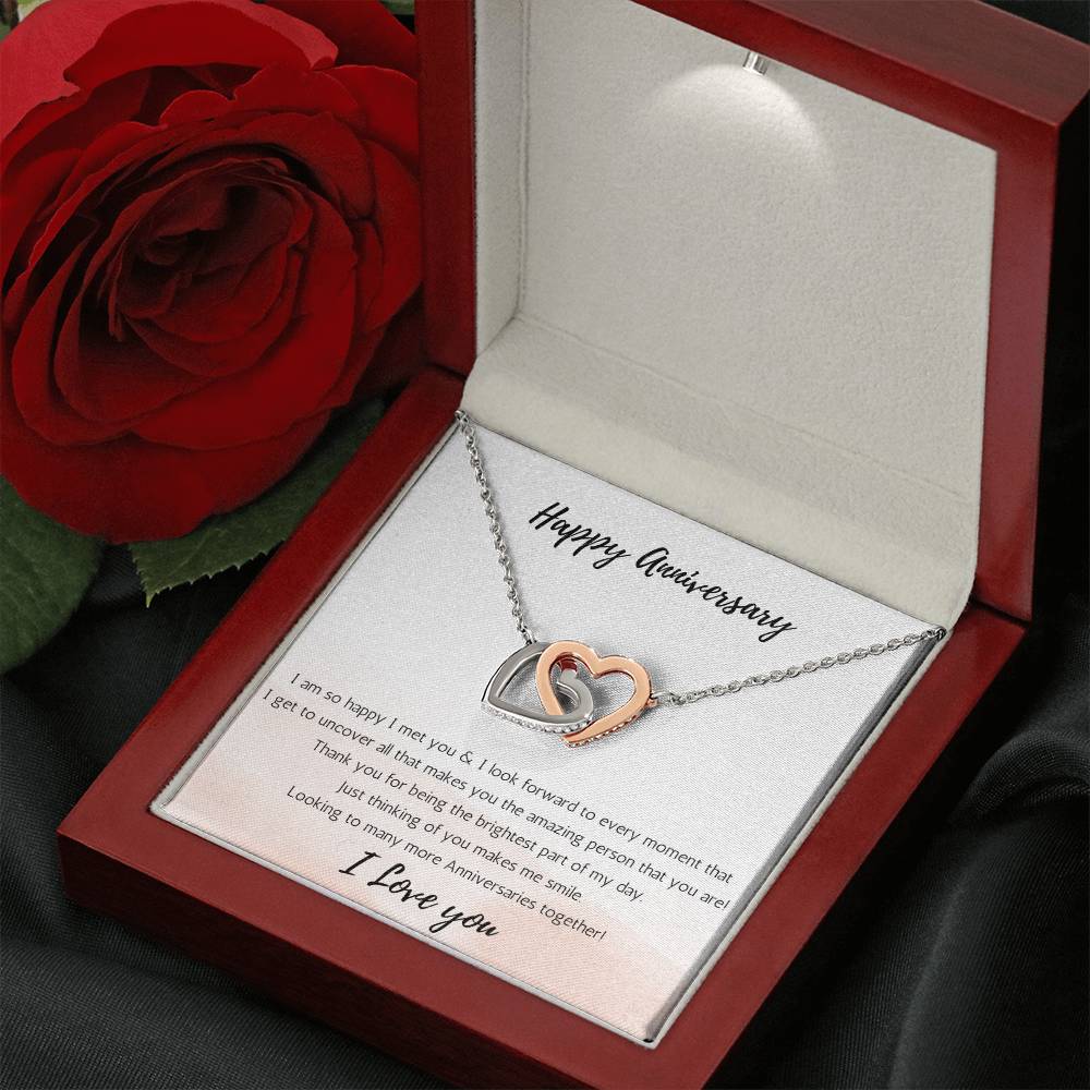 Young Love Anniversary Interlocking Heart Necklace Uncover - White