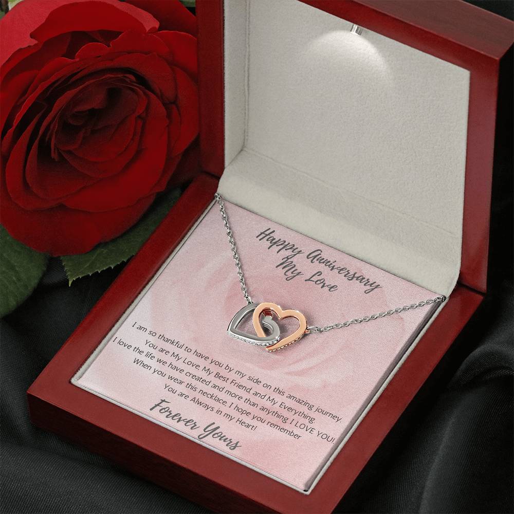 Wife Two-Hearts Necklace for Anniversary My Everything - Rose