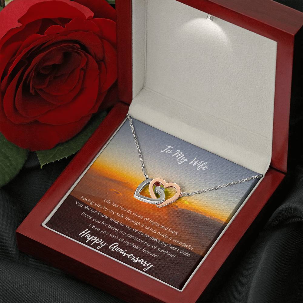 Wife Anniversary Interlocking Heart Necklace Sunshine