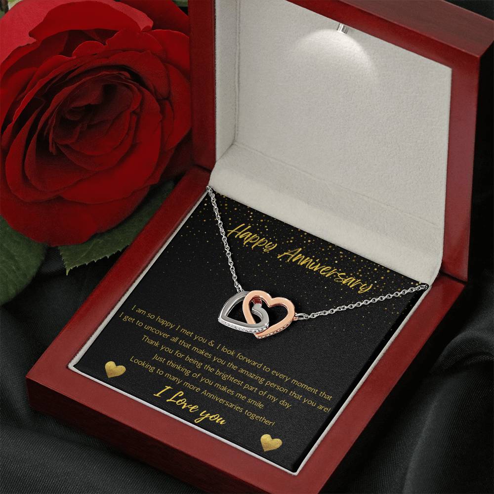 Young Love Anniversary Interlocking Heart Necklace Uncover - Black