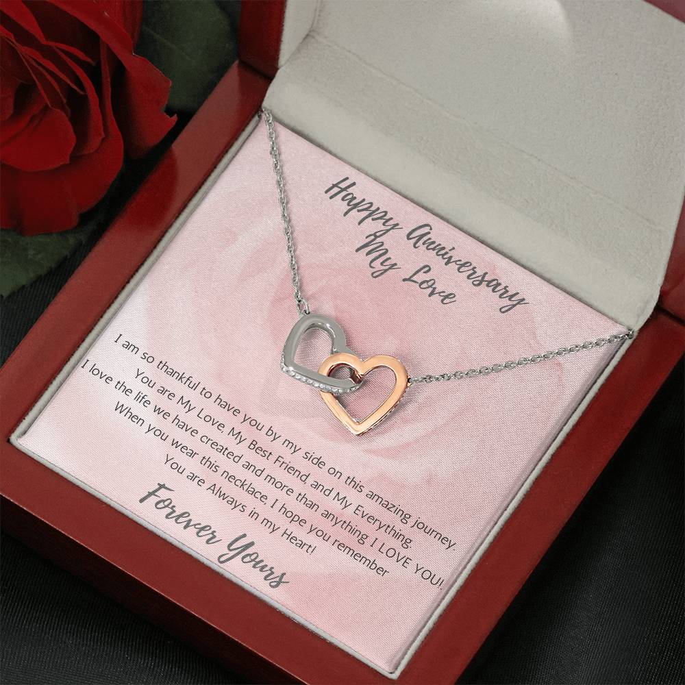 Wife Two-Hearts Necklace for Anniversary My Everything - Rose