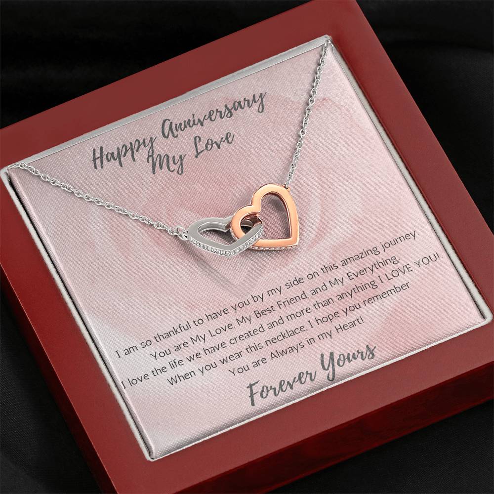 Wife Two-Hearts Necklace for Anniversary My Everything - Rose