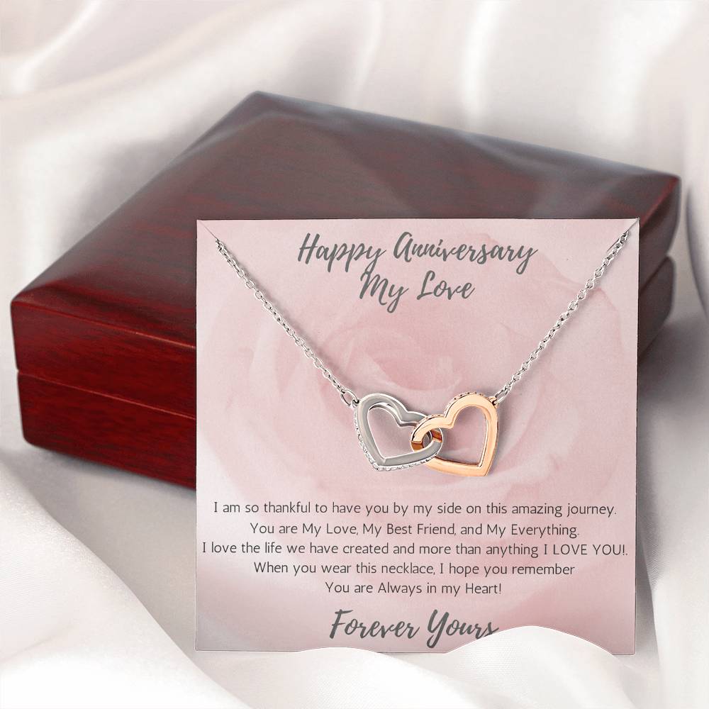 Wife Two-Hearts Necklace for Anniversary My Everything - Rose