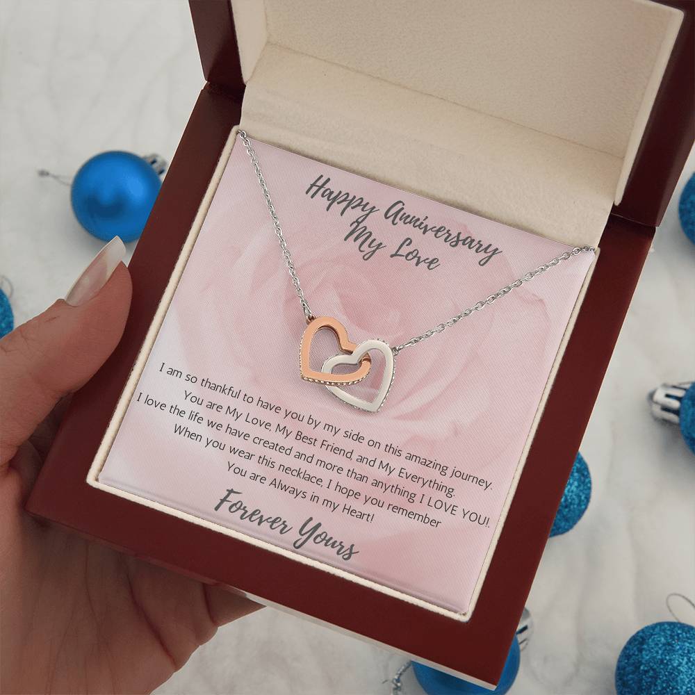 Wife Two-Hearts Necklace for Anniversary My Everything - Rose