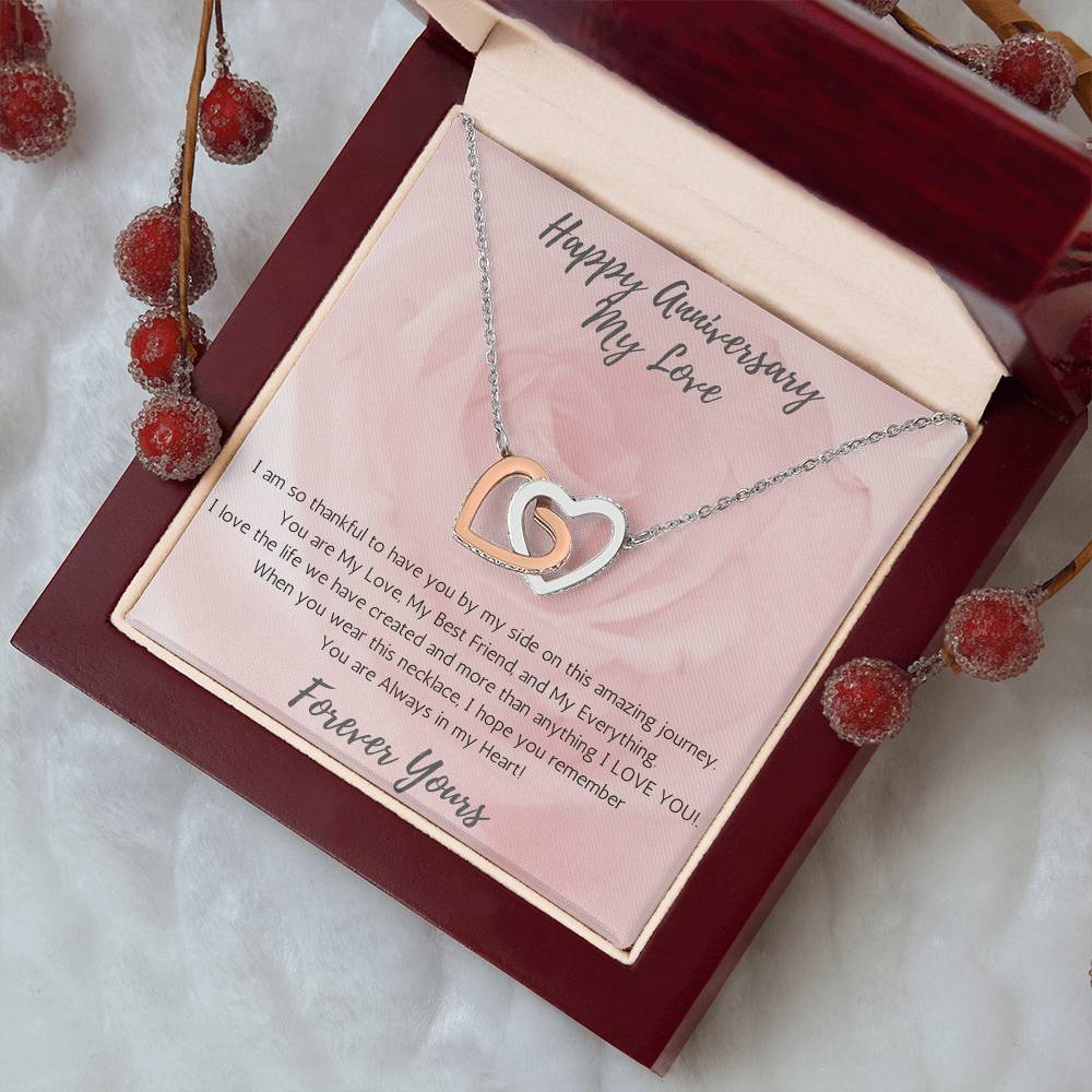 Wife Two-Hearts Necklace for Anniversary My Everything - Rose