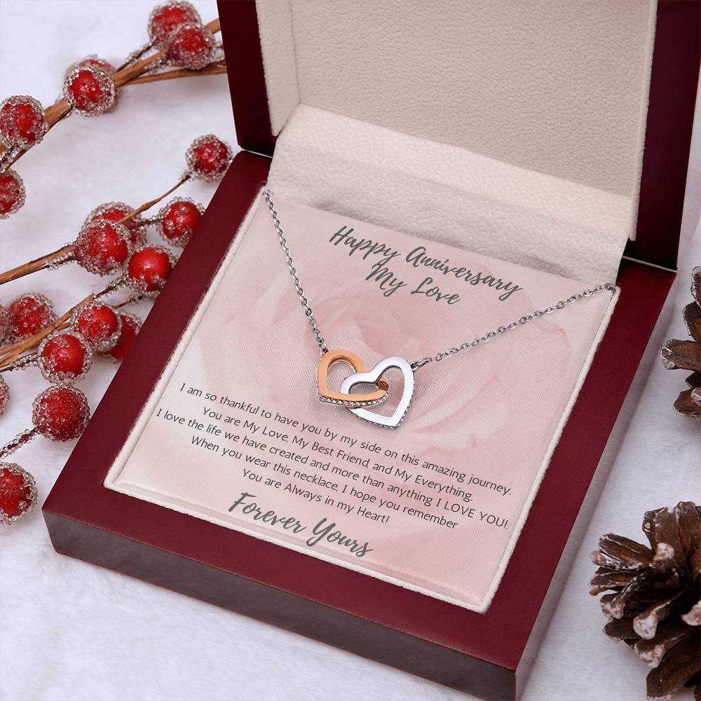 Wife Two-Hearts Necklace for Anniversary My Everything - Rose