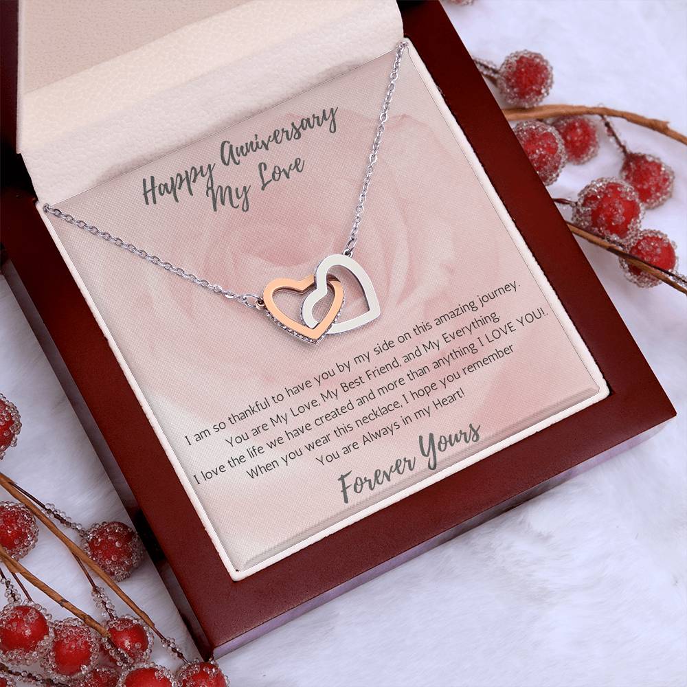 Wife Two-Hearts Necklace for Anniversary My Everything - Rose