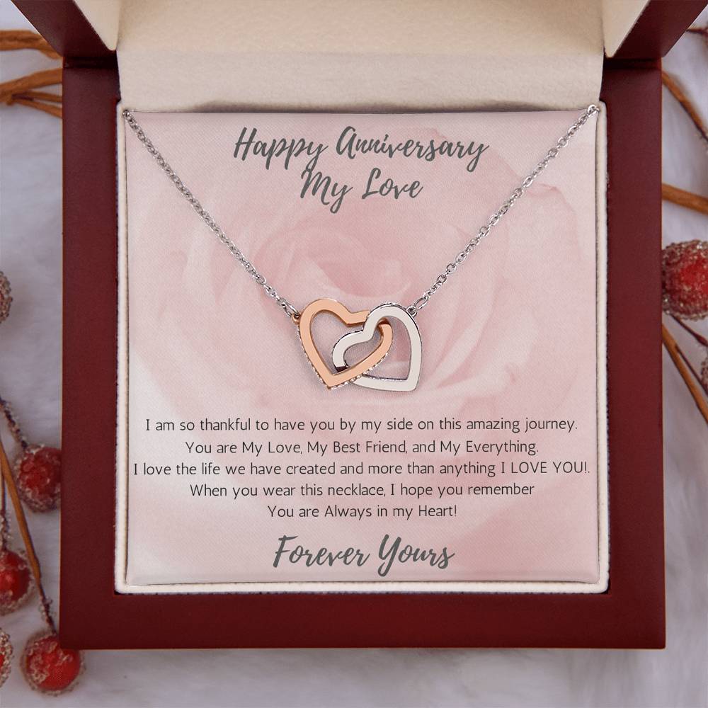 Wife Two-Hearts Necklace for Anniversary My Everything - Rose