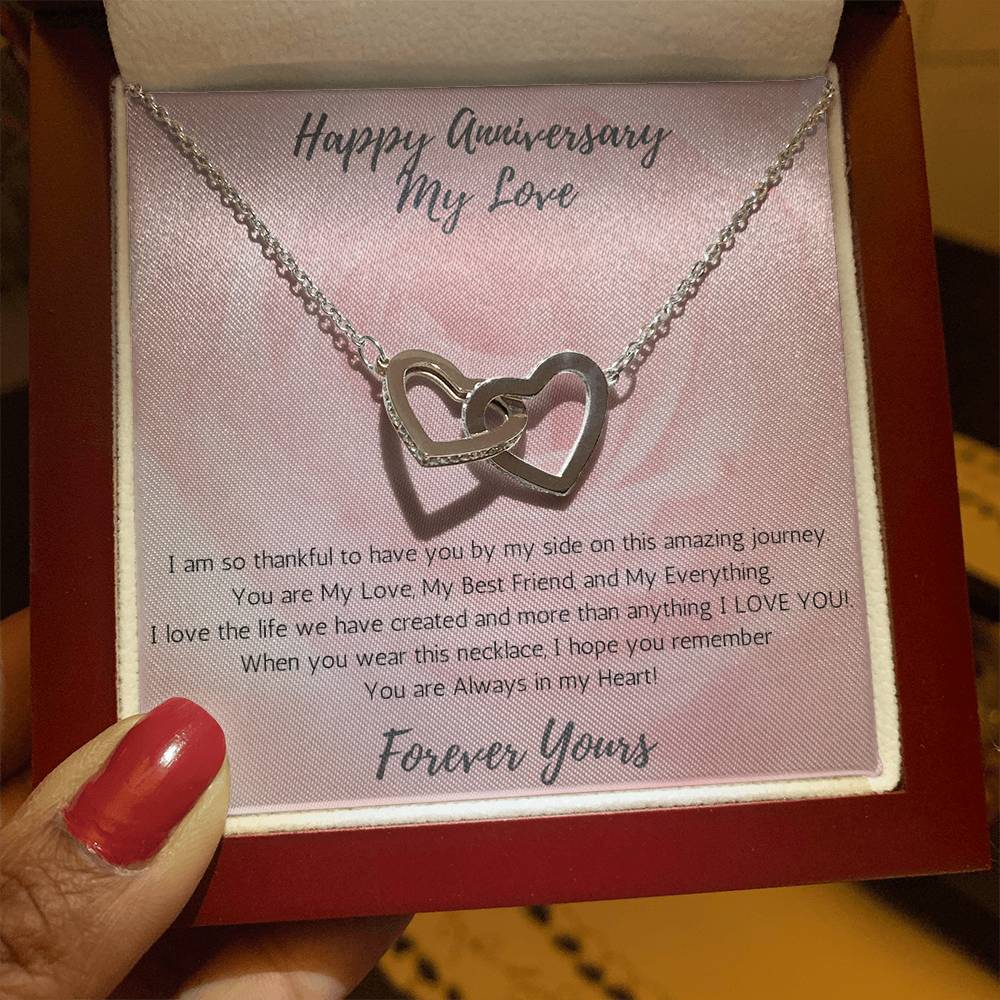 Wife Two-Hearts Necklace for Anniversary My Everything - Rose