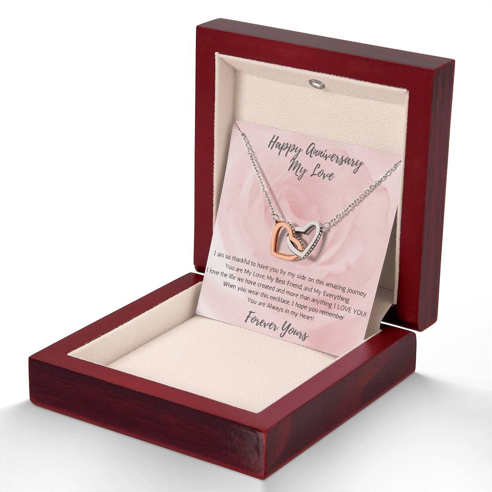 Wife Two-Hearts Necklace for Anniversary My Everything - Rose