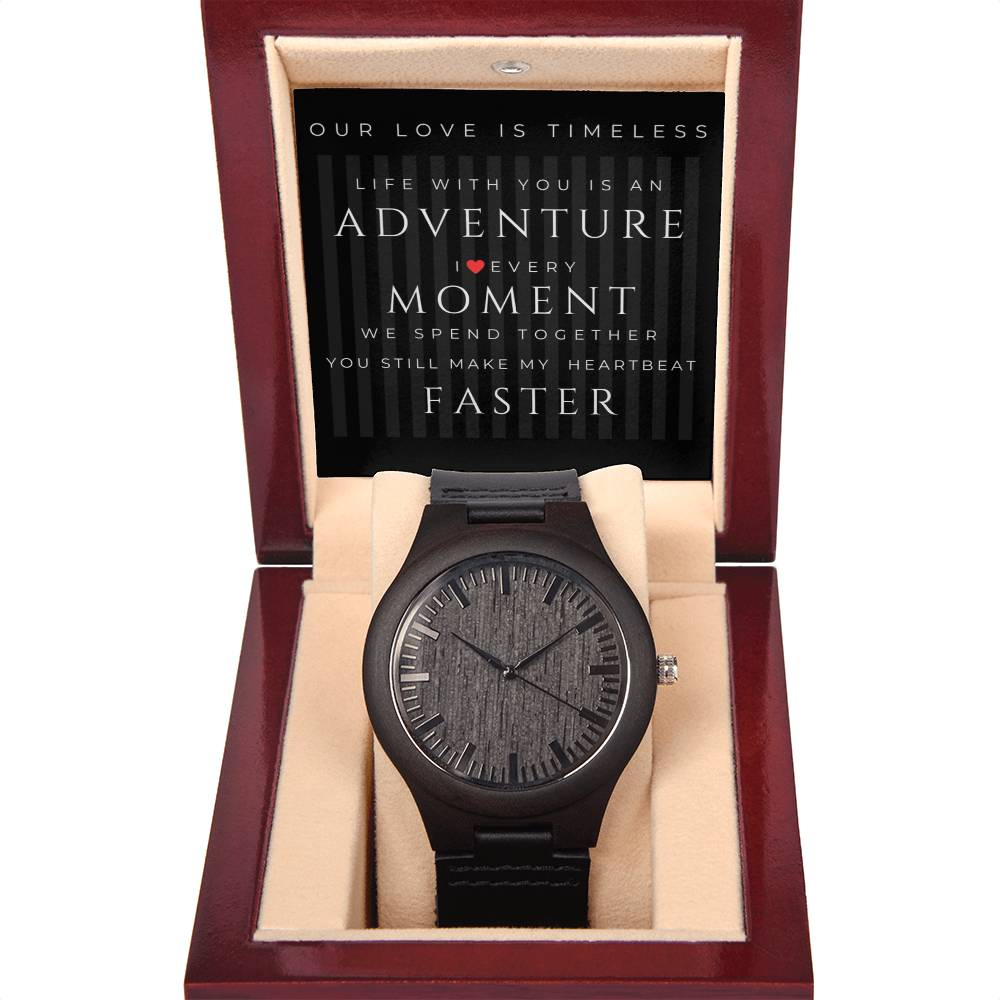 Wooden watch with a heartfelt message