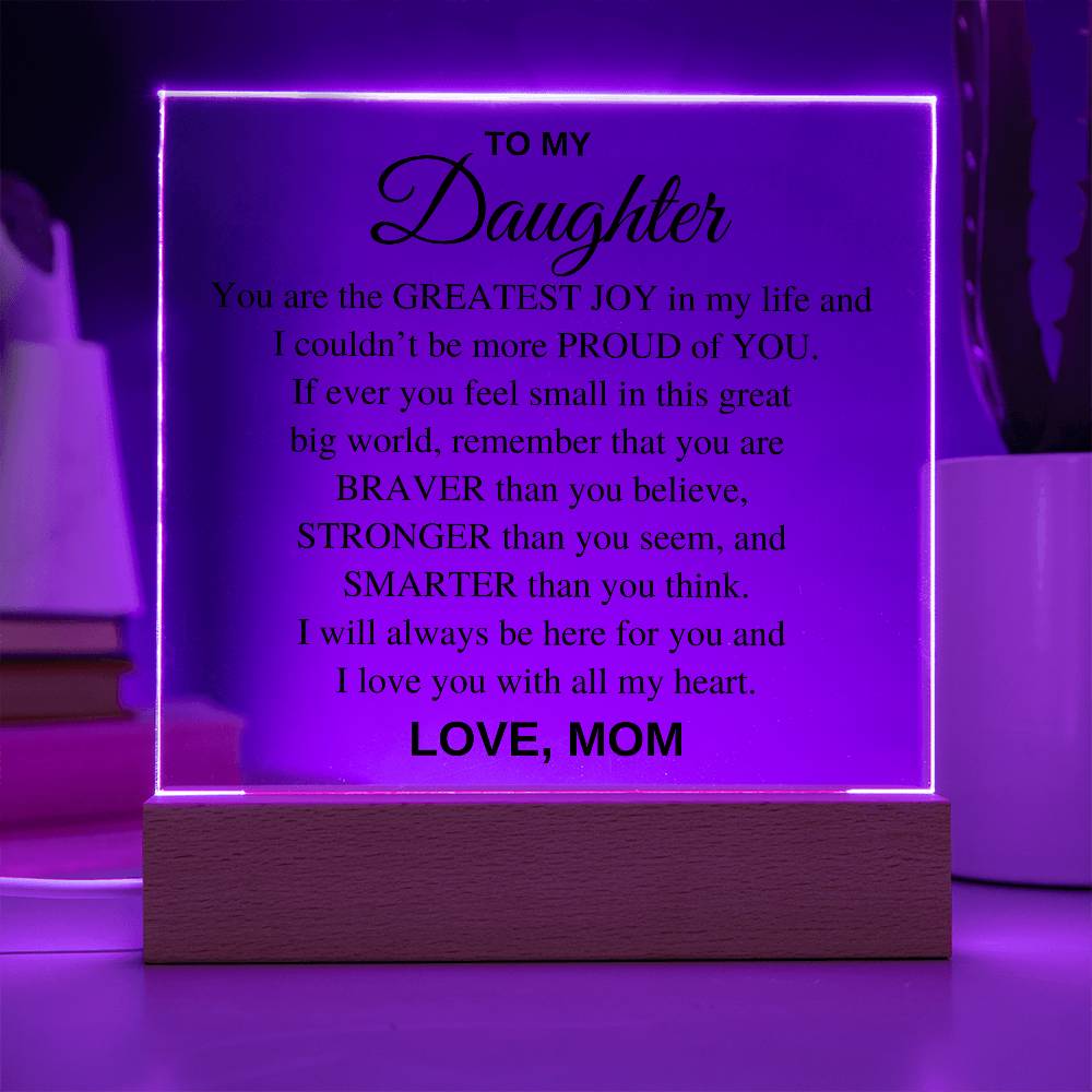 Acrylic Daughter Gift  - You Are the Greatest Joy, Love Mom