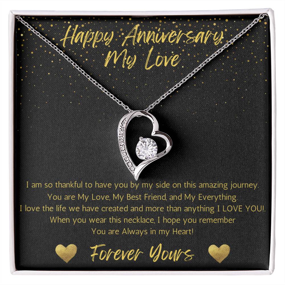 Wife Heart Necklace Anniversary My Everything- Black