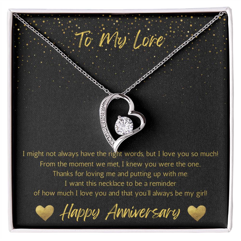 Wife Heart Necklace Anniversary My Girl -  Black