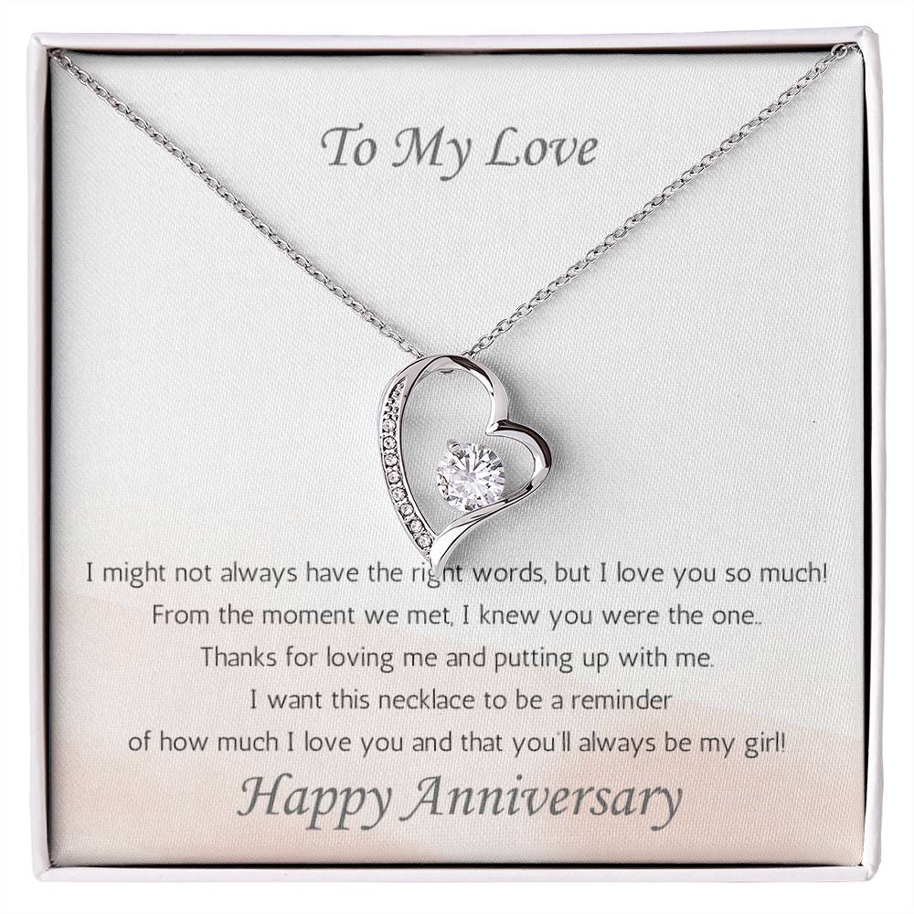 Wife Heart Necklace Anniversary My Girl - White