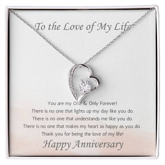 Wife Heart Necklace Anniversary One & Only - White