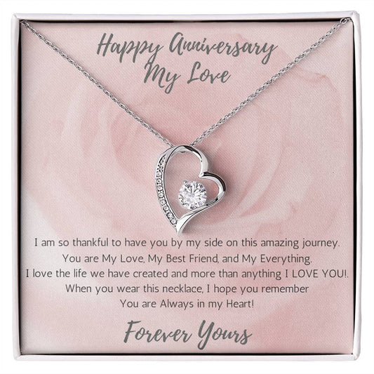 Wife Heart Necklace Anniversary My Everything - Rose