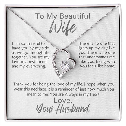 Wife Heart Necklace Anniversary Birthday - White