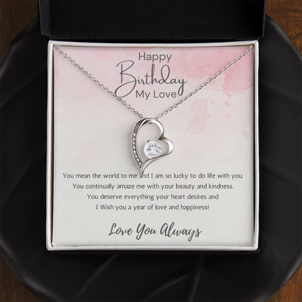 Wife Heart Necklace Birthday Beauty, Kindness- Pink