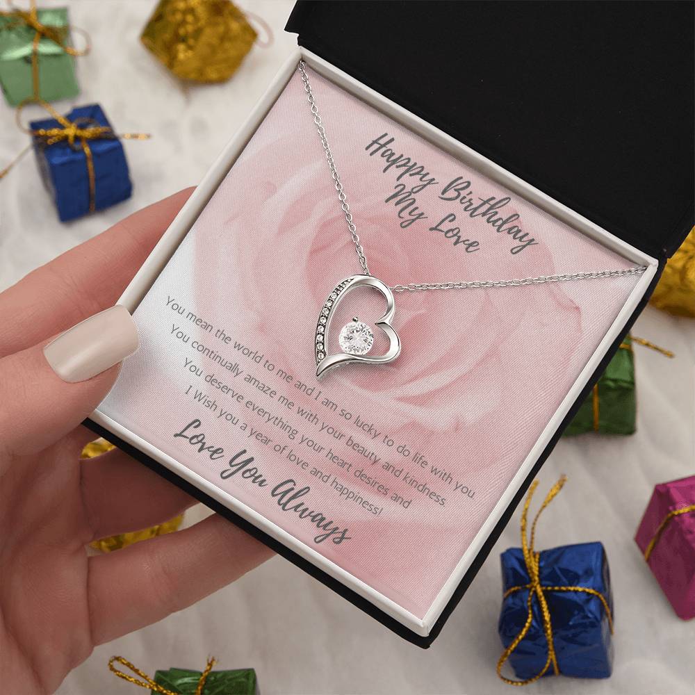 Wife Heart Necklace Birthday Beauty, Kindness - Rose