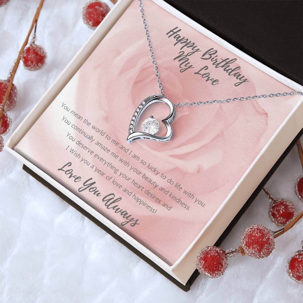 Wife Heart Necklace Birthday Beauty, Kindness - Rose