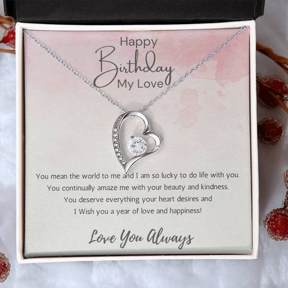 Wife Heart Necklace Birthday Beauty, Kindness- Pink