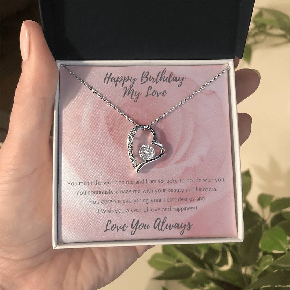 Wife Heart Necklace Birthday Beauty, Kindness - Rose