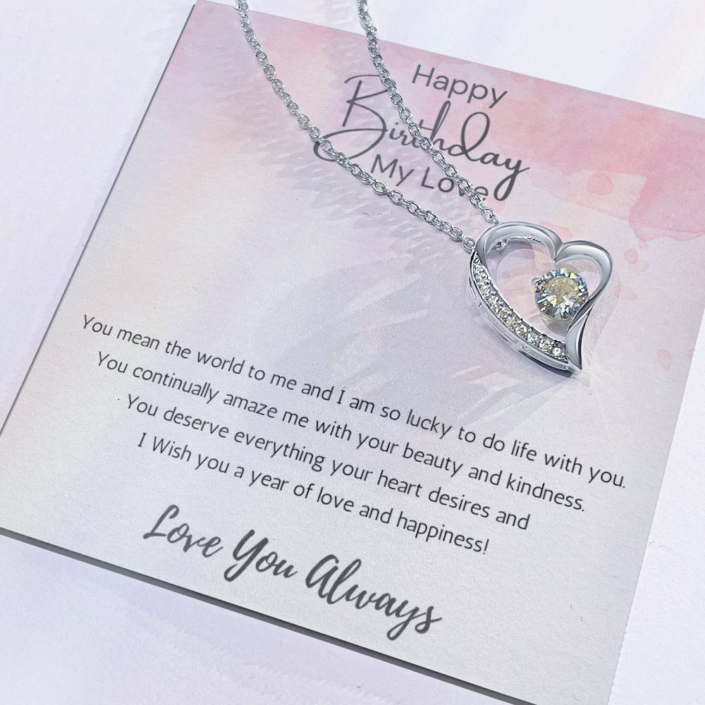 Wife Heart Necklace Birthday Beauty, Kindness- Pink