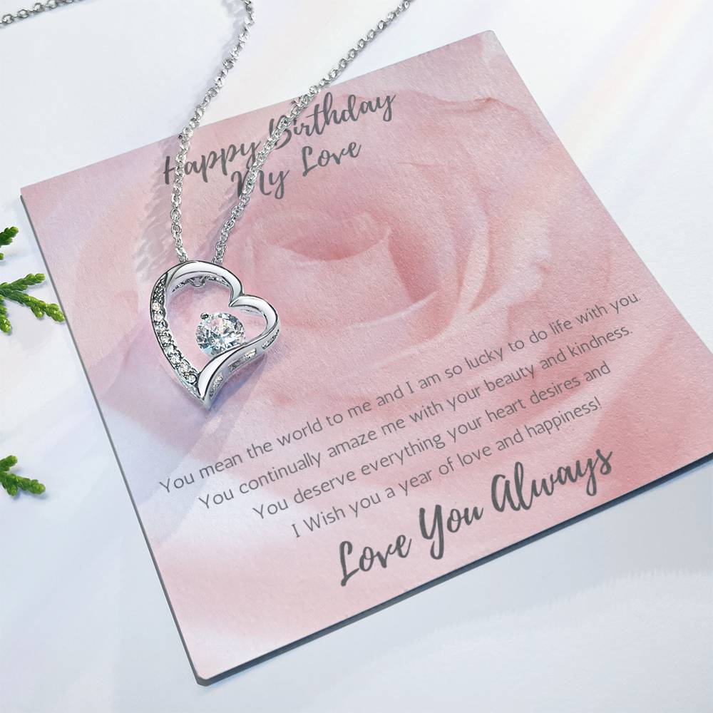 Wife Heart Necklace Birthday Beauty, Kindness - Rose