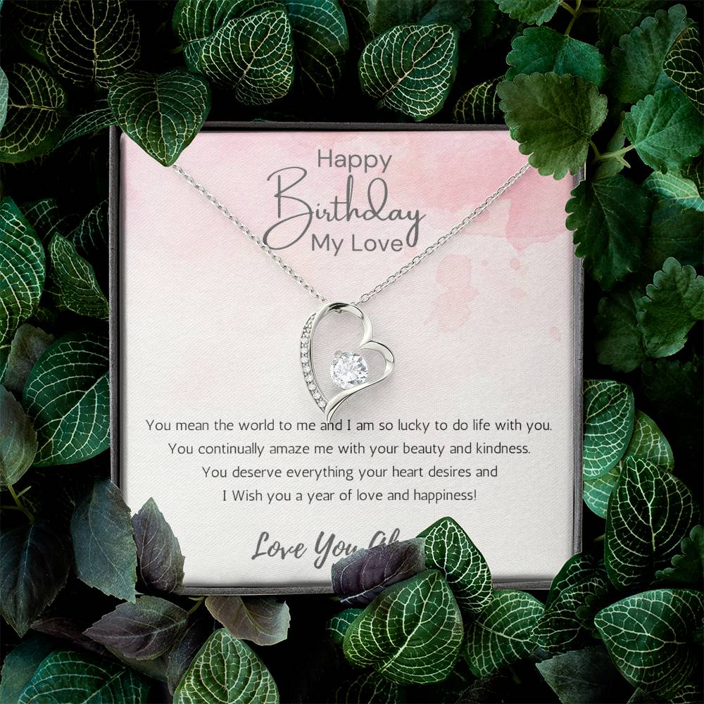 Wife Heart Necklace Birthday Beauty, Kindness- Pink