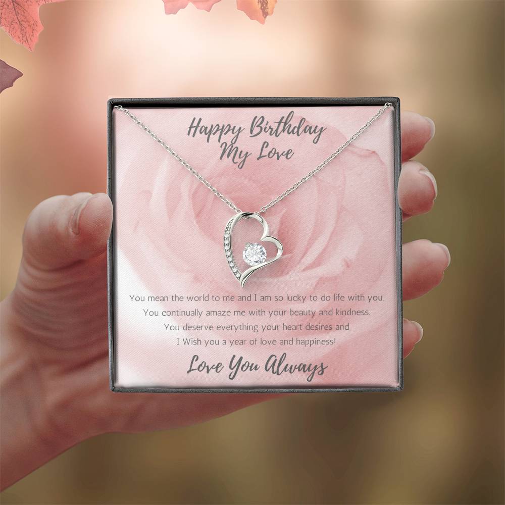 Wife Heart Necklace Birthday Beauty, Kindness - Rose