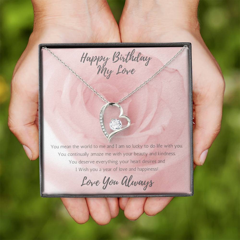 Wife Heart Necklace Birthday Beauty, Kindness - Rose