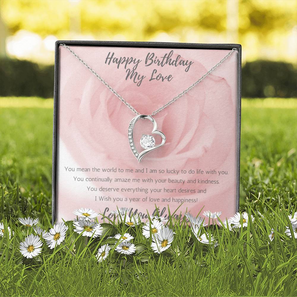 Wife Heart Necklace Birthday Beauty, Kindness - Rose