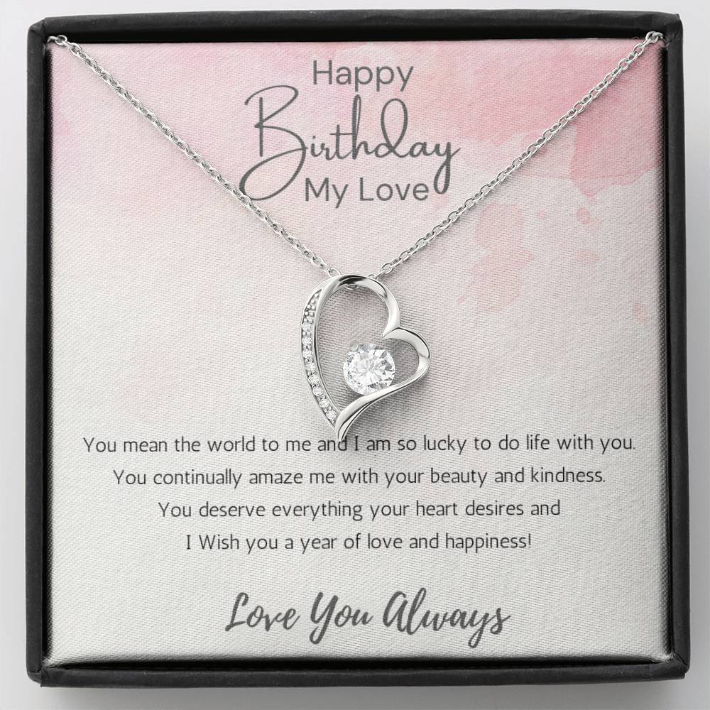 Wife Heart Necklace Birthday Beauty, Kindness- Pink