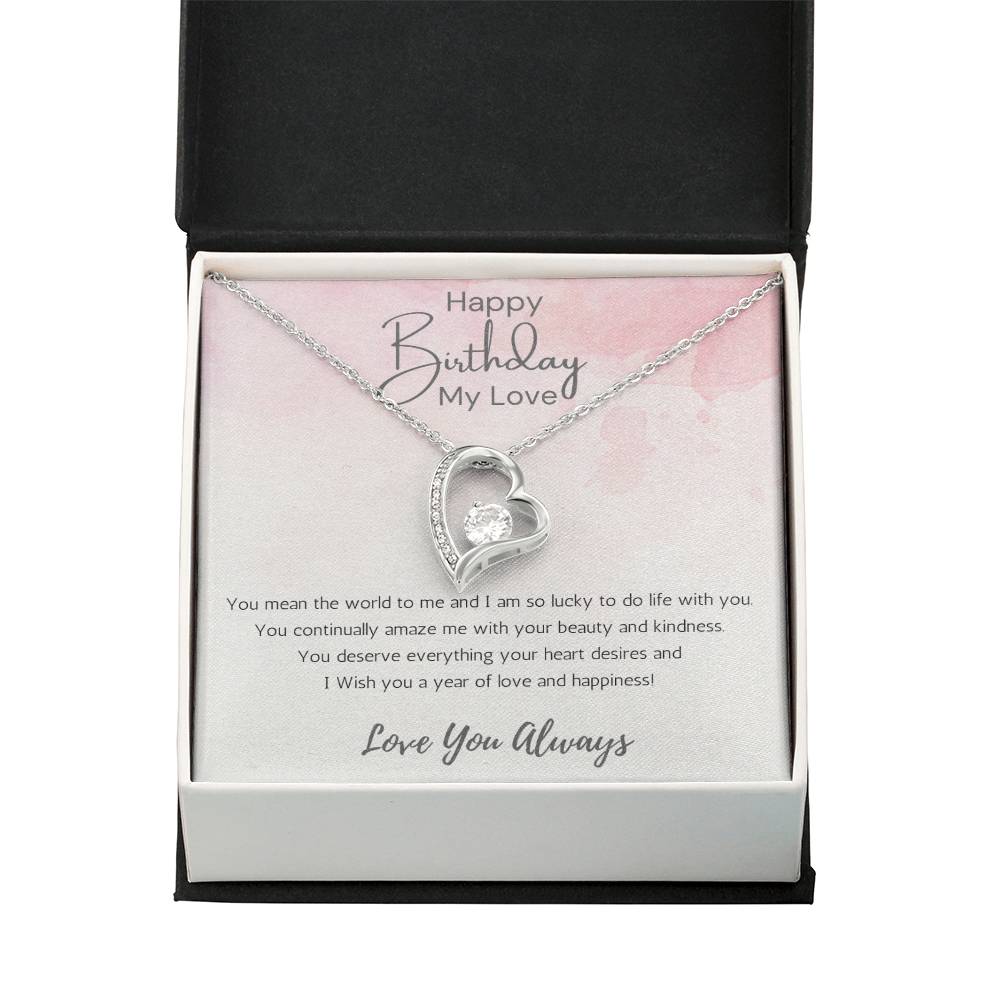 Wife Heart Necklace Birthday Beauty, Kindness- Pink