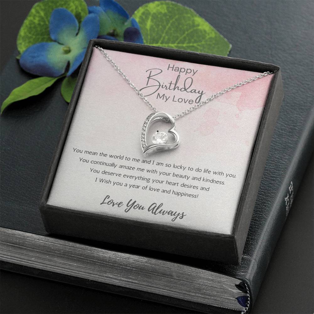 Wife Heart Necklace Birthday Beauty, Kindness- Pink