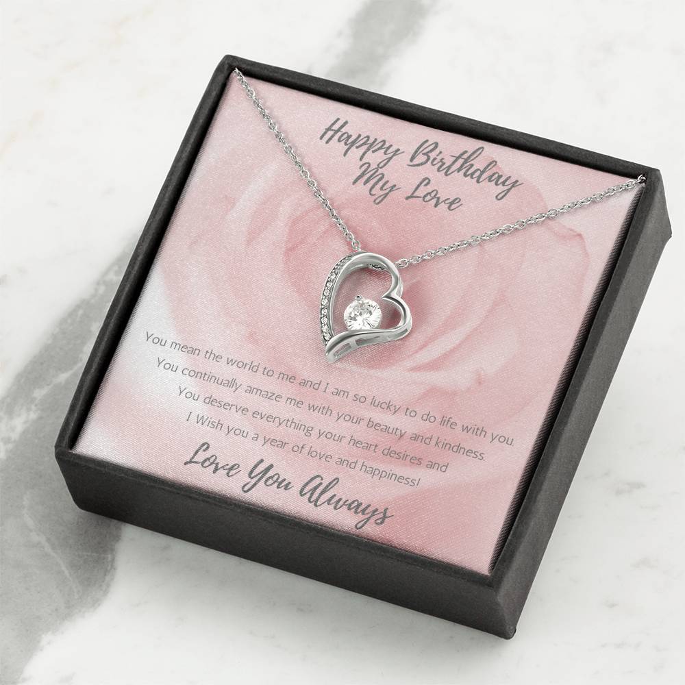 Wife Heart Necklace Birthday Beauty, Kindness - Rose