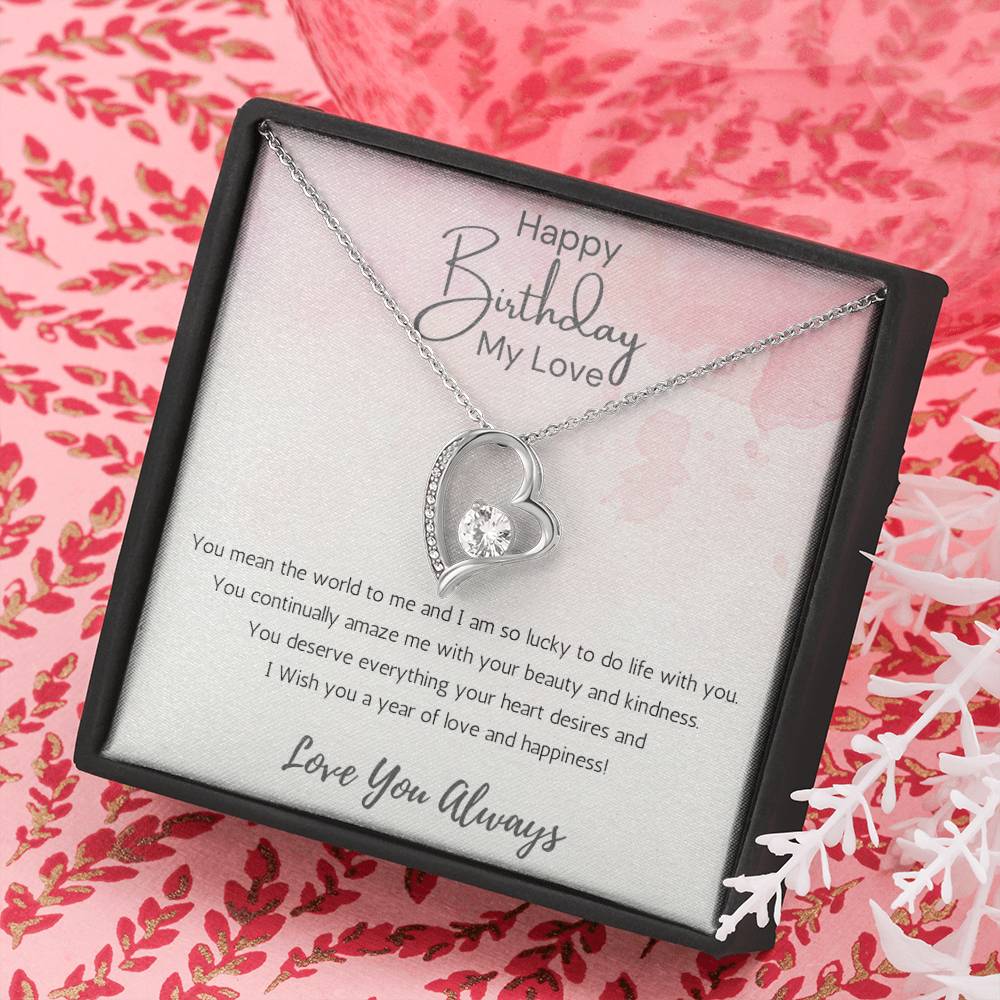 Wife Heart Necklace Birthday Beauty, Kindness- Pink