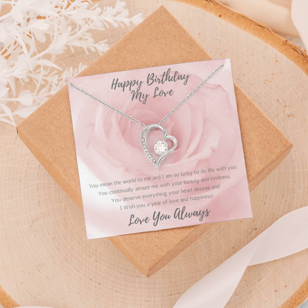 Wife Heart Necklace Birthday Beauty, Kindness - Rose