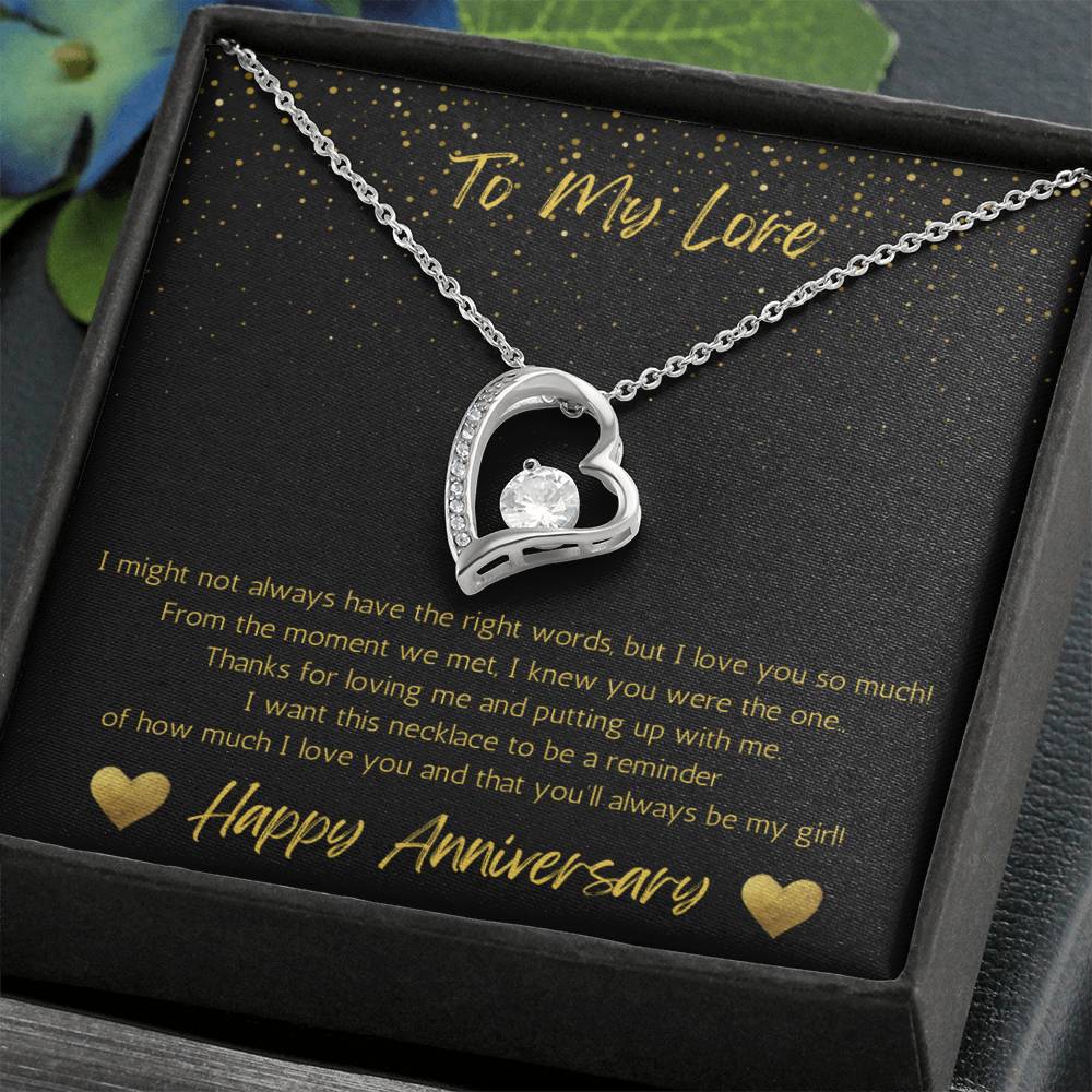 Wife Heart Necklace Anniversary My Girl -  Black