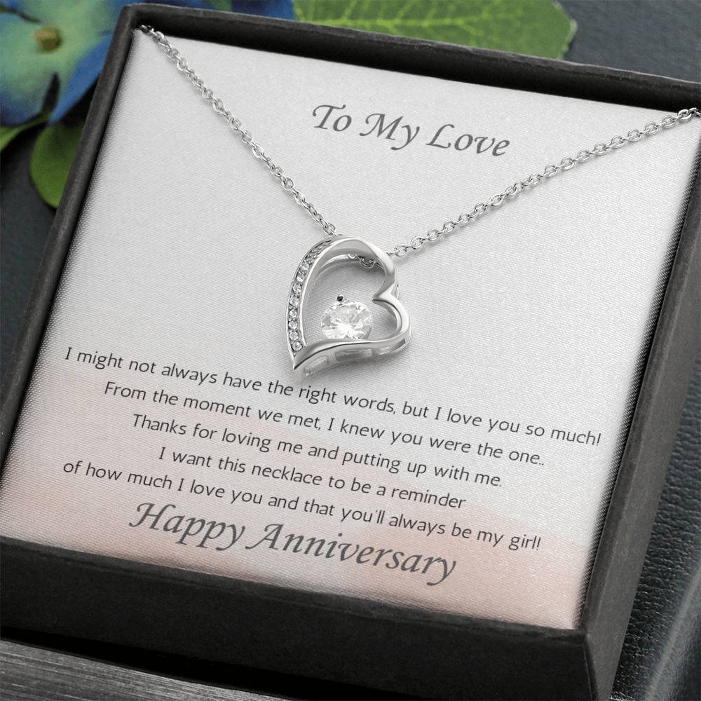 Wife Heart Necklace Anniversary My Girl - White