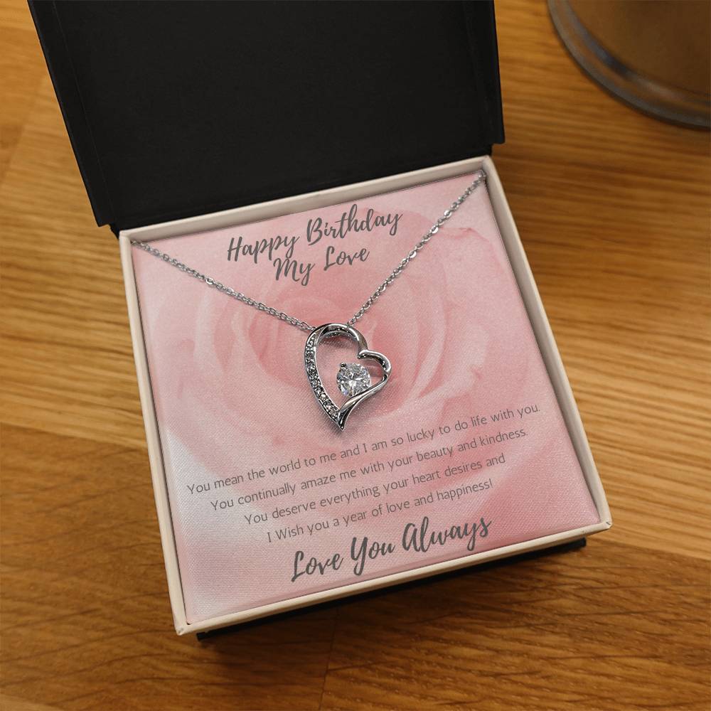 Wife Heart Necklace Birthday Beauty, Kindness - Rose