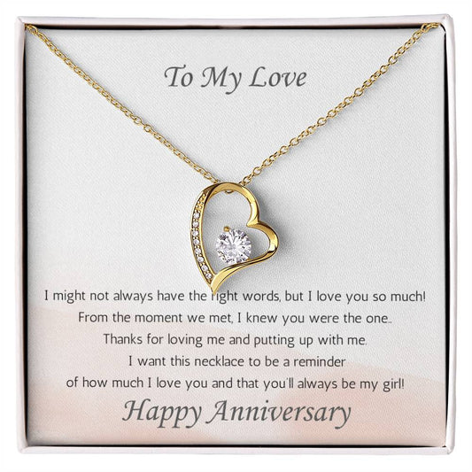 Wife Heart Necklace Anniversary My Girl - White