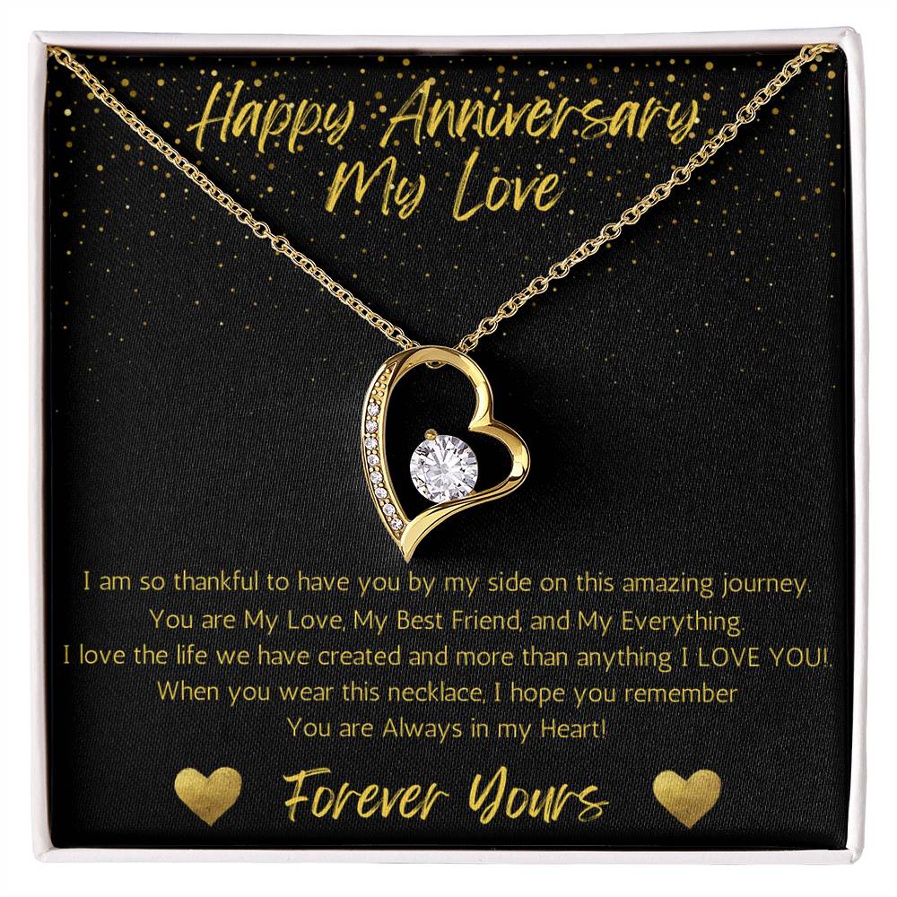 Wife Heart Necklace Anniversary My Everything- Black