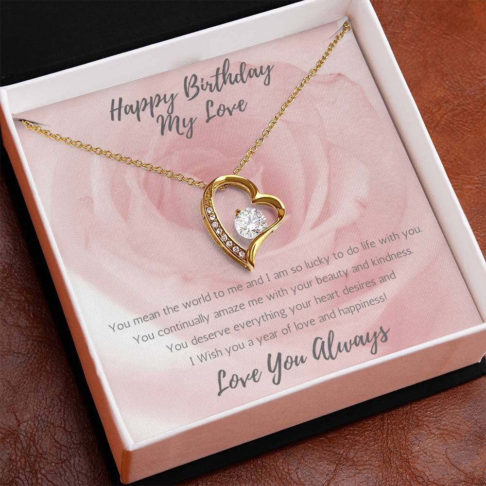 Wife Heart Necklace Birthday Beauty, Kindness - Rose