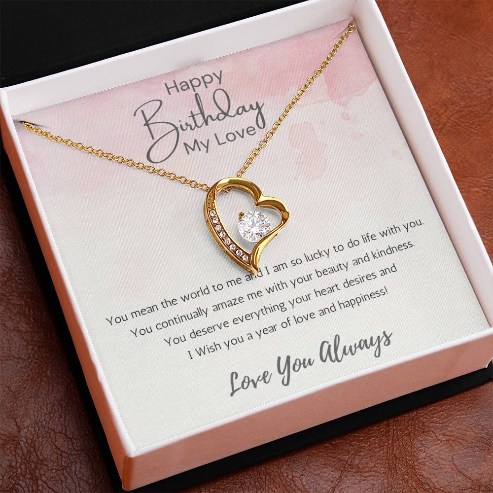 Wife Heart Necklace Birthday Beauty, Kindness- Pink